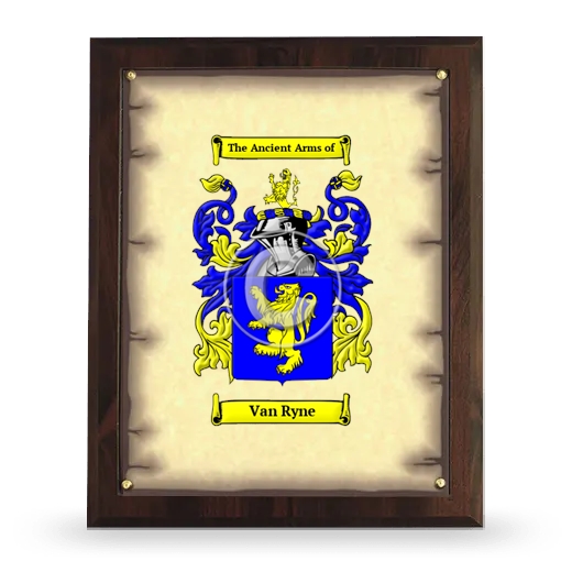 Van Ryne Coat of Arms Plaque